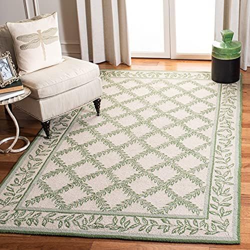 Safavieh Chelsea Collection HK230B Hand-Hooked French Country Wool Area Rug, 6' x 9', Ivory / Lig... | Amazon (US)