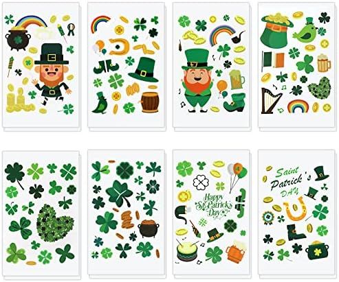 16 Sheets St.Patrick's Day Stickers for Kids, Shamrock Stickers for Envelopes Cards Craft Scrapbooki | Amazon (US)