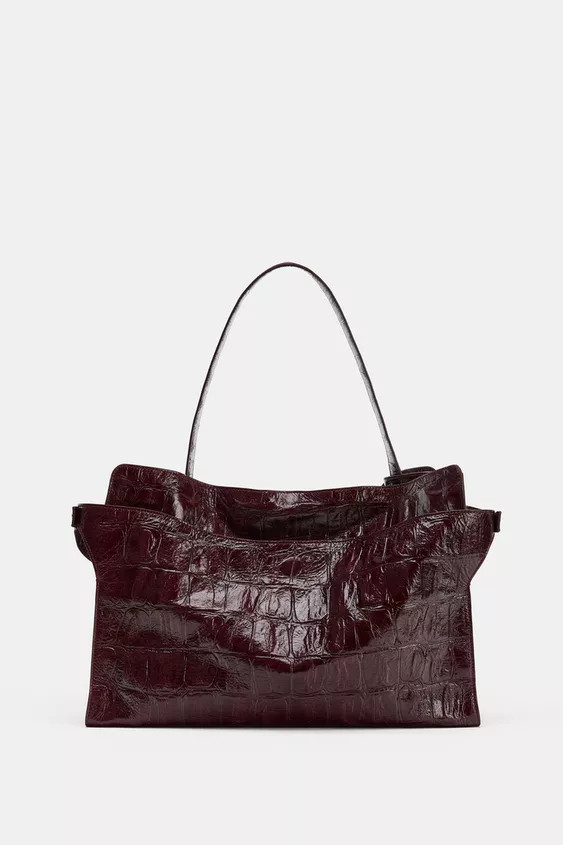 MAXI CITY BAG WITH EMBOSSED LEATHER EFFECT | Zara UK