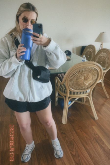 Comfy travel outfit! 
I love to travel in full zips because I’m constantly going from hot to cold. 
The lululemon belt bag and Stanley ice flow tumbler make great travel companions! #summertravel #beachtravel

#LTKunder100 #LTKshoecrush #LTKtravel