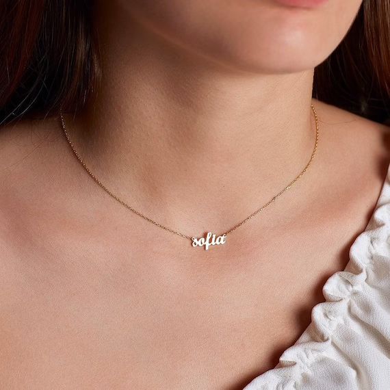 Dainty Script Name Necklace, Minimalist Necklace, Minimalist Necklace, Script Font Necklace in St... | Etsy (US)