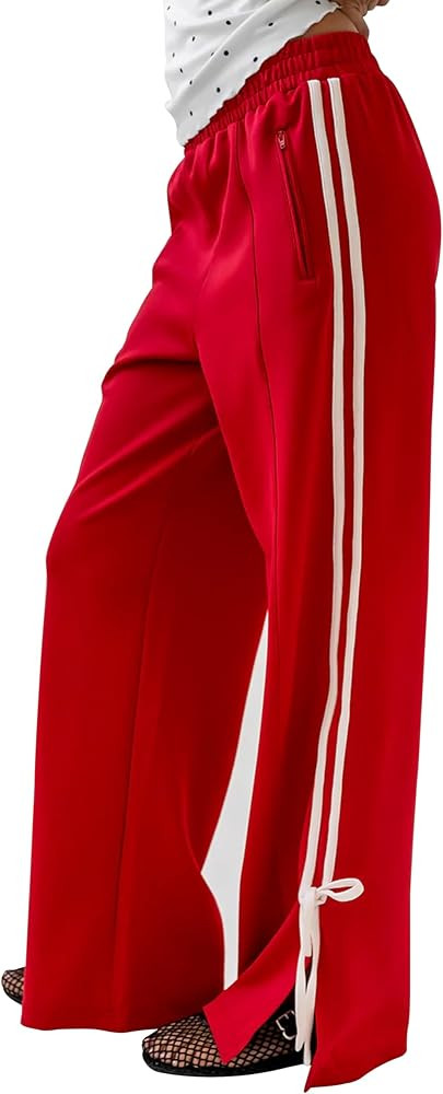 Women's Y2K Baggy Sweatpants Wide Leg Joggers Elastic Waist Striped Athletic Track Pants Lounge C... | Amazon (US)