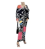 Vsadsau Women Polka Dot Printed V Neck Long Dress Batwing Sleeve Slimming Pleated Dresses | Amazon (US)