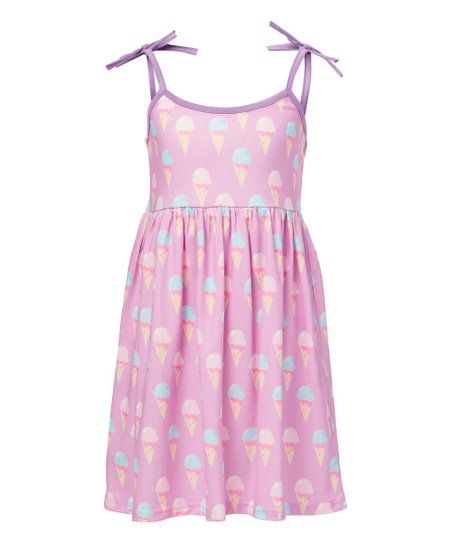 Pink & Lavender Ice Cream Tie-Strap Sleeveless A-Line Dress - Girls | Zulily