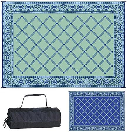 Reversible Mats 119123 Outdoor Patio 9-Feet x 12-Feet, Blue/light-Green RV Camping Mat | Amazon (US)