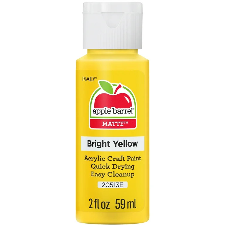 Apple Barrel Acrylic Craft Paint, Matte Finish, Bright Yellow, 2 fl oz | Walmart (US)