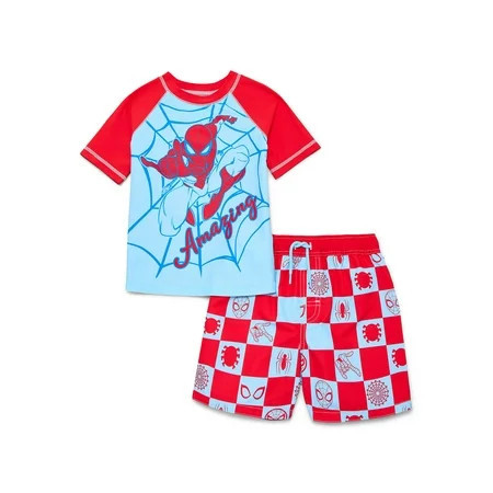 Character Toddler Boy Short-Sleeve Rash Guard and Swim Trunk Set, Sizes 12M-5T | Walmart (US)