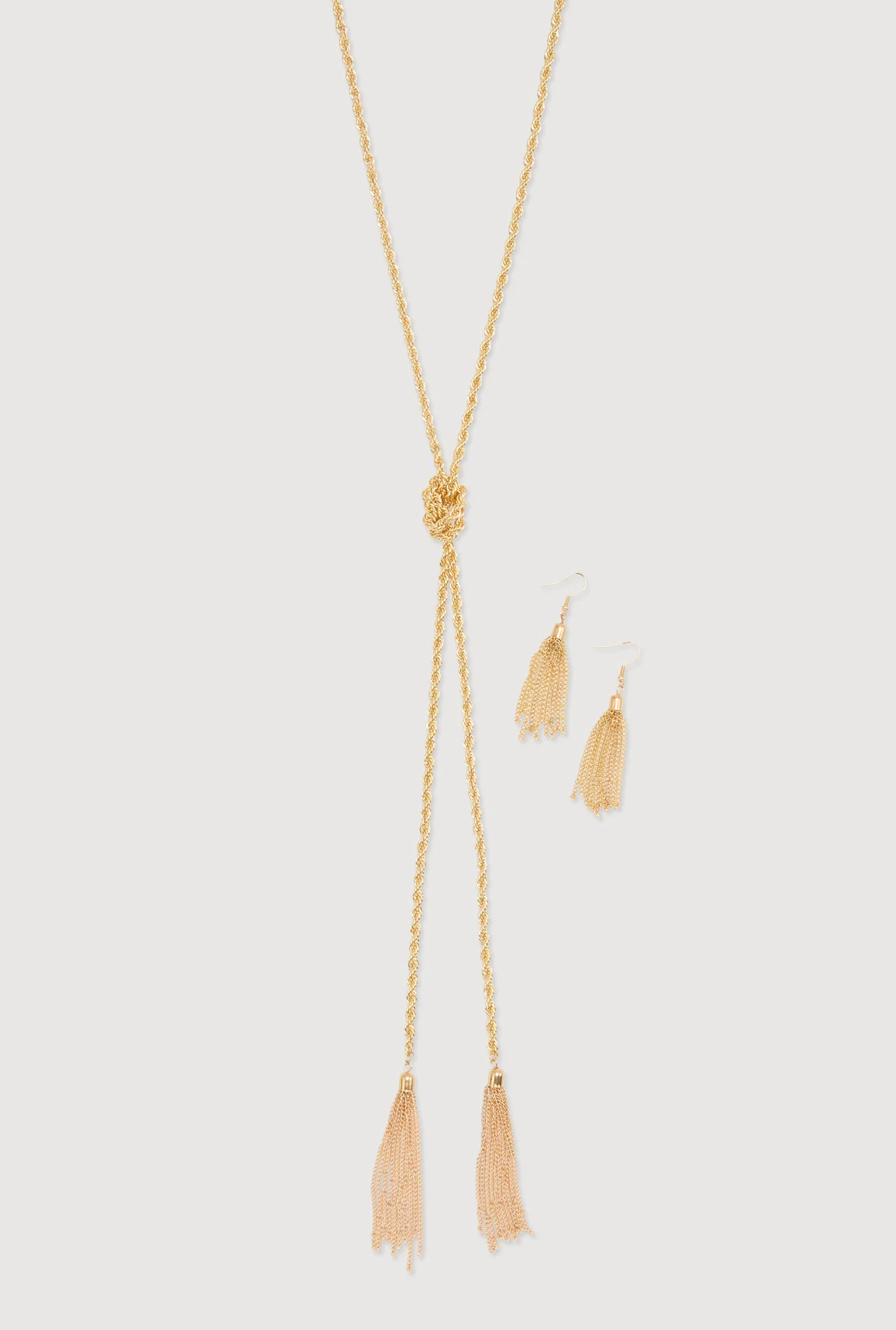 Tassel Rope Chain Necklace and Drop Earrings | Rainbow Shops