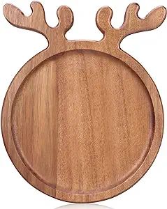 Renawe Decor Christmas Dinner Plate 12"x10" Wooden Cheese Charcuterie Board Xmas Cookies Platter ... | Amazon (US)
