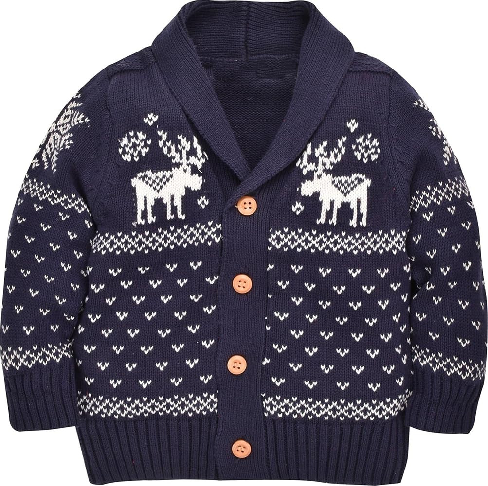 ZOEREA Toddler Unisex Baby Button-up Cotton Coat Deer Christmas Cardigan Sweater | Amazon (US)