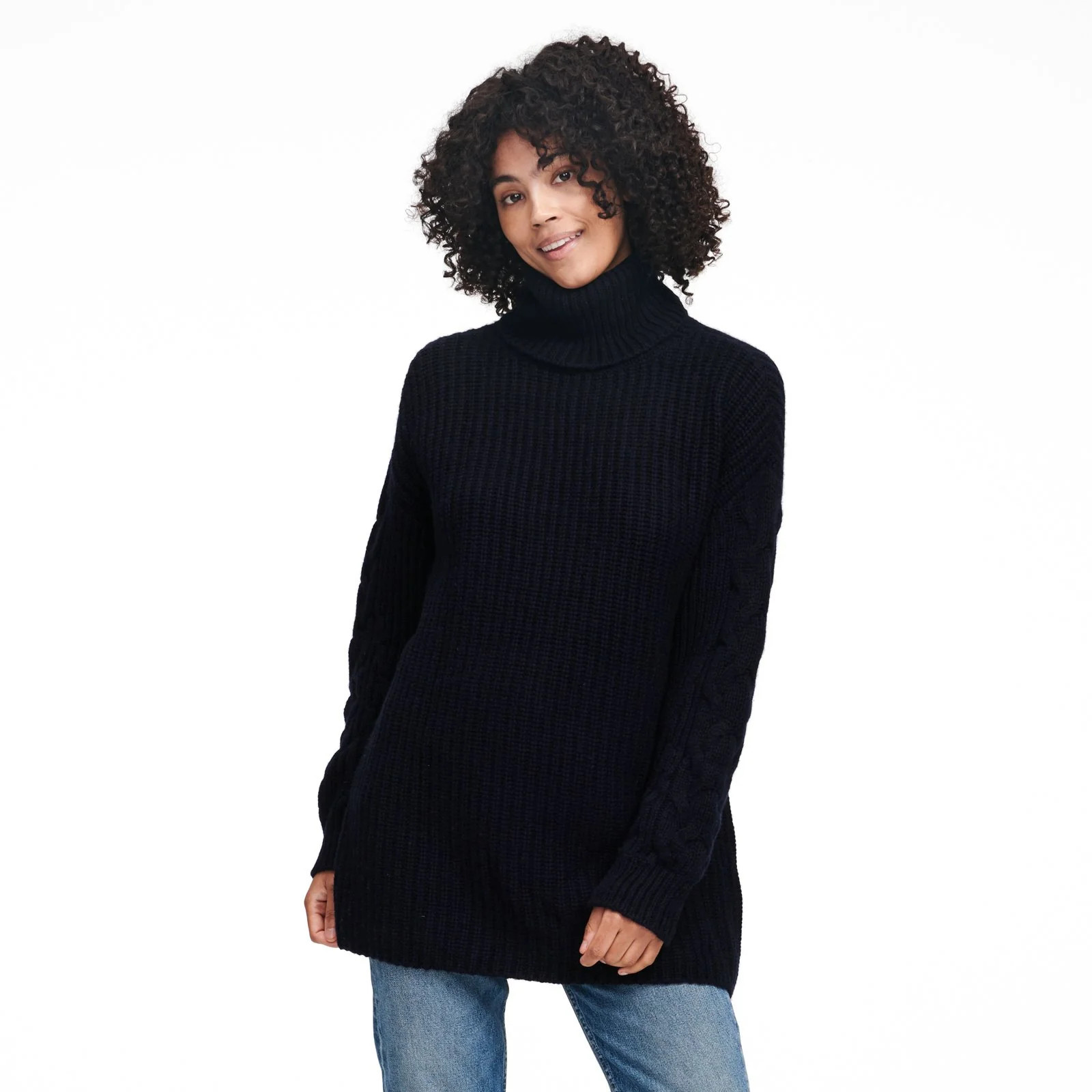 Cable Knit Sleeve Turtleneck | NAADAM