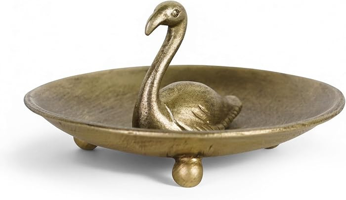 NIKKY HOME Vintage Gold Ring Holder Jewelry Dish, Elegant Swan Trinket Display Decorative Metal T... | Amazon (US)