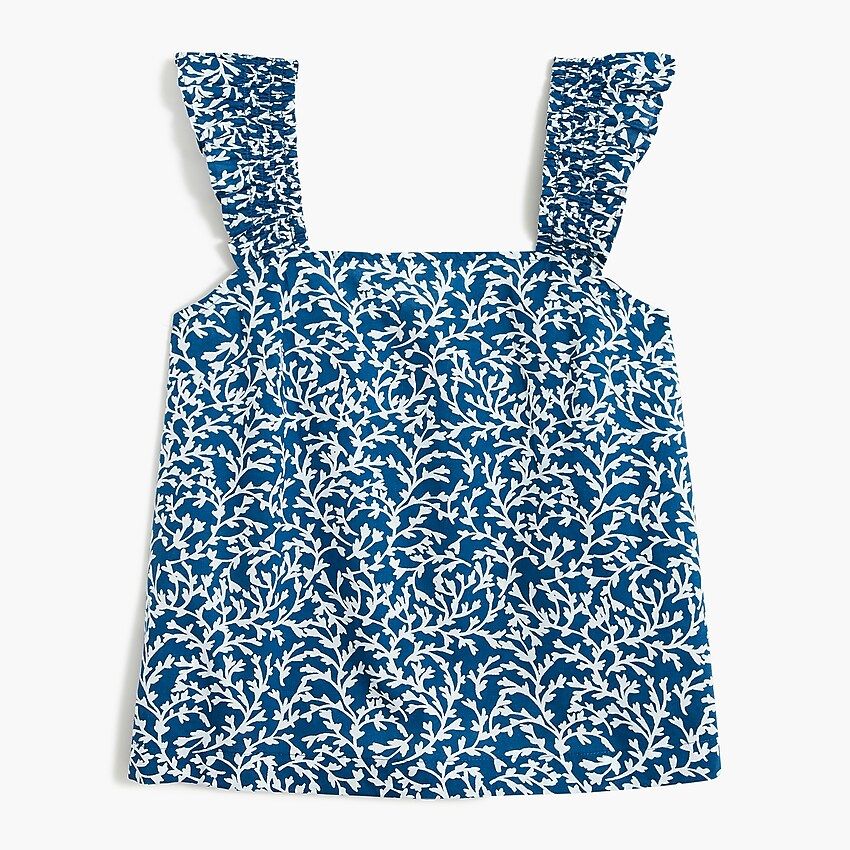 Smocked ruffle-shoulder tank top | J.Crew Factory