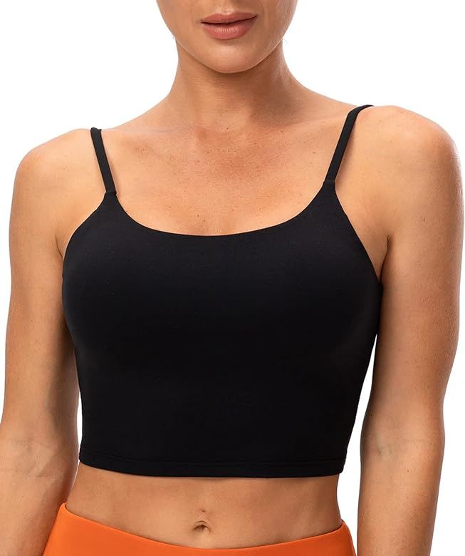 Lavento Women's Longline Sports Bra Yoga Cami Tank Top with Built in Bra | Amazon (US)