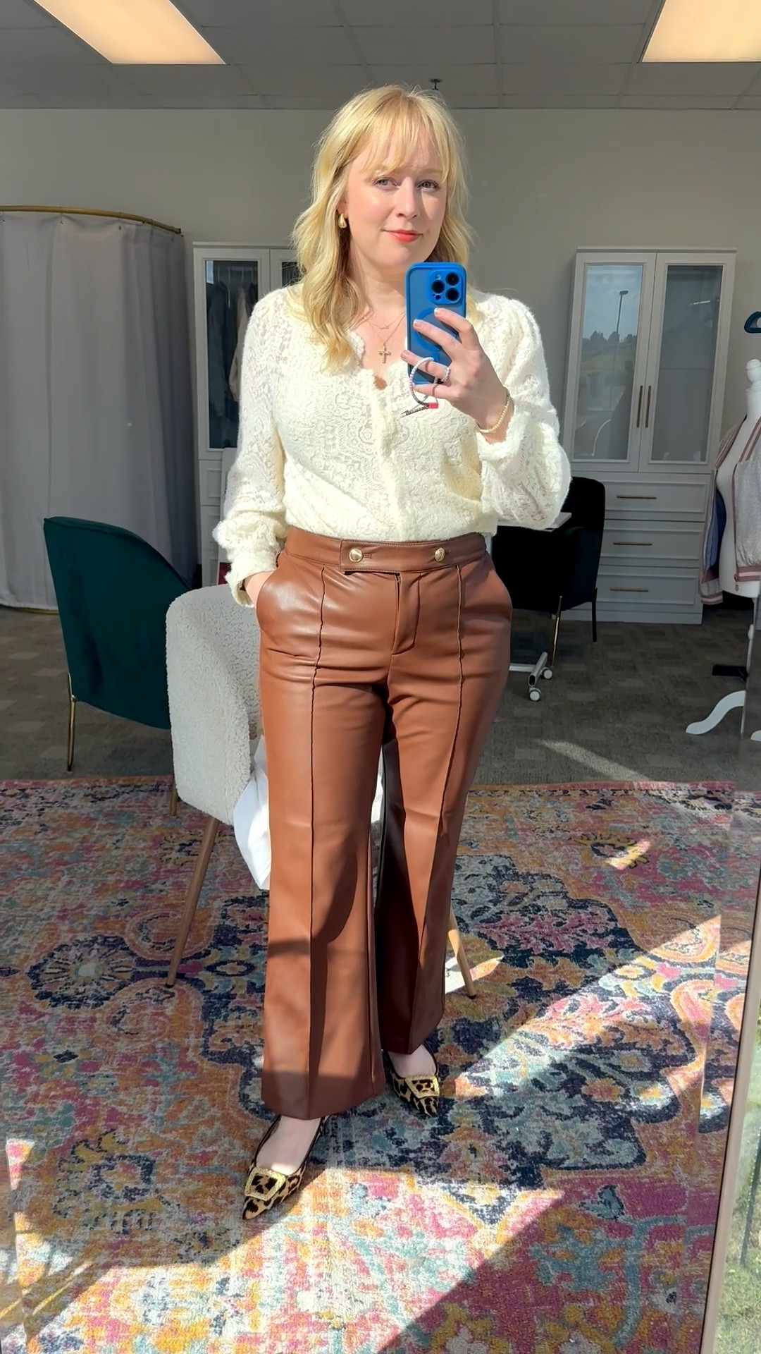 In love with these faux leather pants. I also bought the matting jacket. #hocspring #hocautumn 