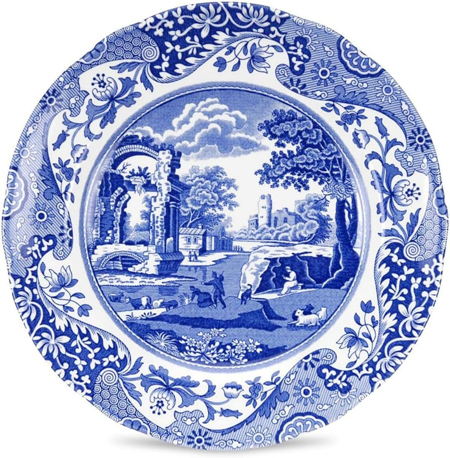 Spode Blue Italian 8-Inch Salad Dish - Fine Earthenware Serving Plate with Eastern Border Motif -... | Amazon (US)