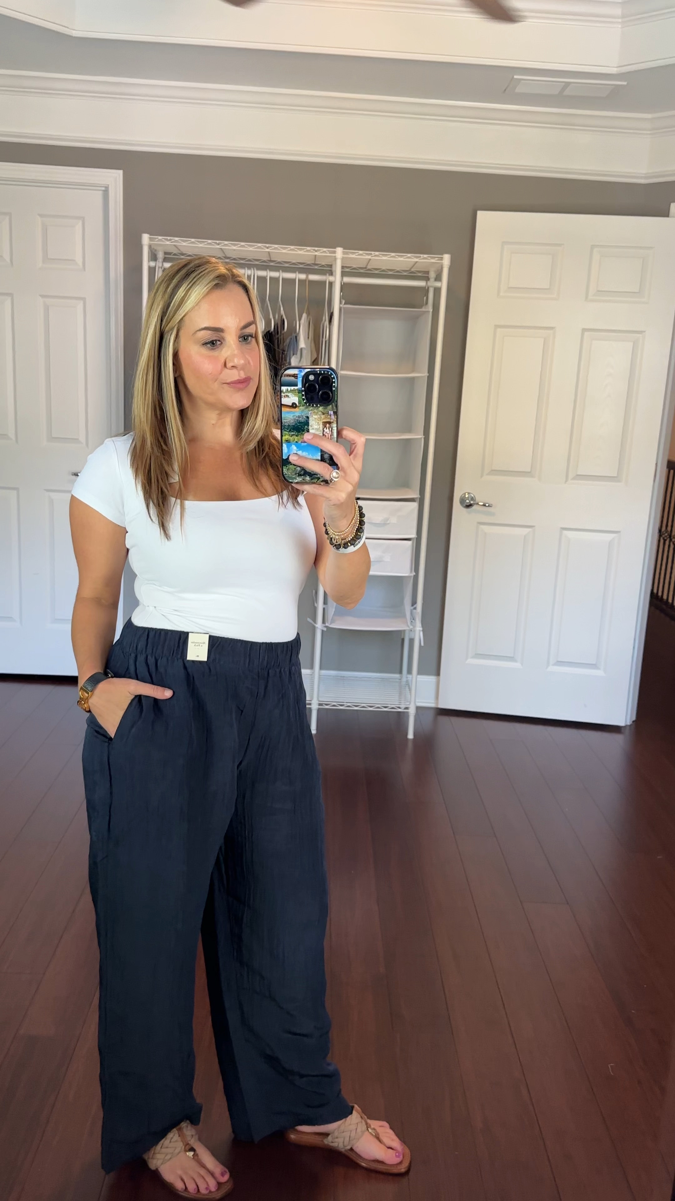 Pockets. Wide leg. No iron required. Need I say more?! These pants are perfect for traveling and would be so cute and comfy at the airport with sneakers!

I’m 5’1” and these are the sizes I’m in: 
Bodysuit: M
Pants: M short

#LTKTravel #LTKSaleAlert #LTKFallSale