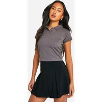 Womens Sport Polo Top - Grey - 10 | boohoo (US & Canada)