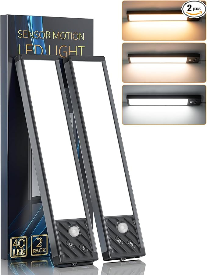 HIBOITEC Closet Lights Motion Sensored Wireless Light, 40 LED Rechargeable Dimmable Under Cabinet... | Amazon (US)