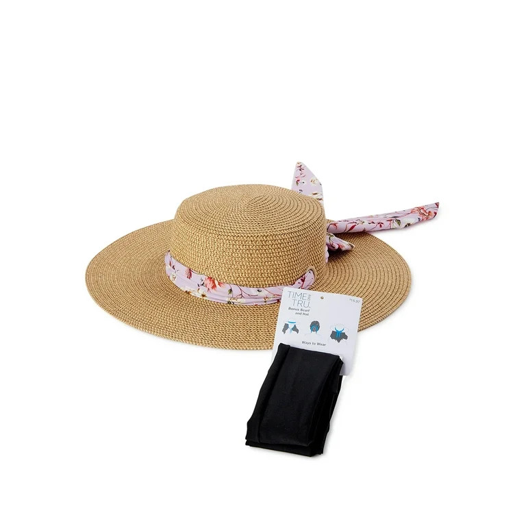 Time and Tru Women's Light Tan Marled Hat with Removable Scarf - Walmart.com | Walmart (US)