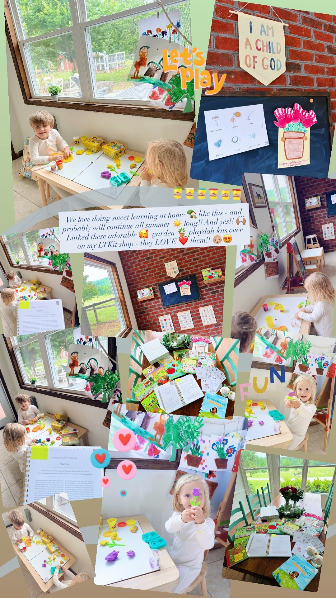 We love doing sweet learning at home 🏡 like this - and probably will continue all summer ☀️ long!! And yes!! 🙌🏽  Linked these adorable 🥰  garden 🪴 playdoh kits over on my LTKit shop - they LOVE ❤️ them!! 👶🏼😍