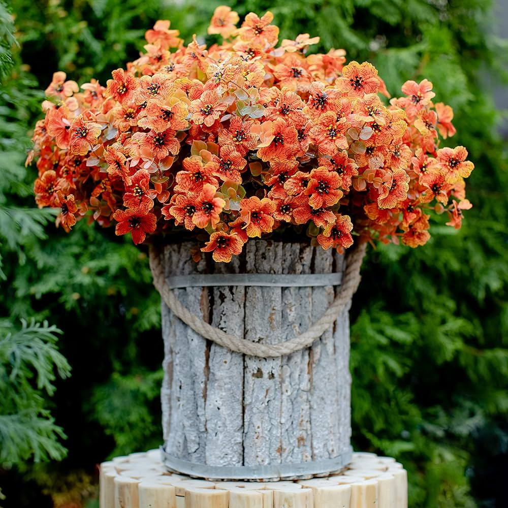AXYLEX Artificial Mums Fall Flowers for Outdoors Fake Plants - 16 Bundles Faux Outside Greenery B... | Amazon (US)