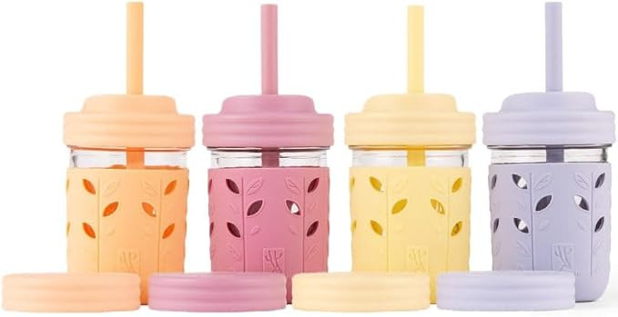Elk and Friends Kids + Toddler Glass Cups | The Original 8oz Glass Mason Jar with Sleeves + Lids ... | Amazon (US)