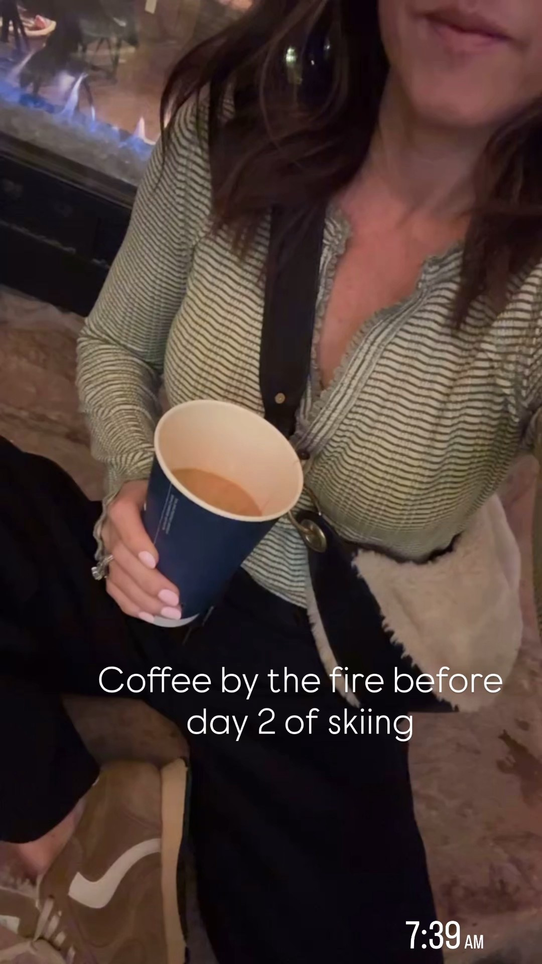 Pretty ruffle edge detail on this stripe henley. Also in red 
XS 

#LTKSeasonal #LTKootd #LTKTravel