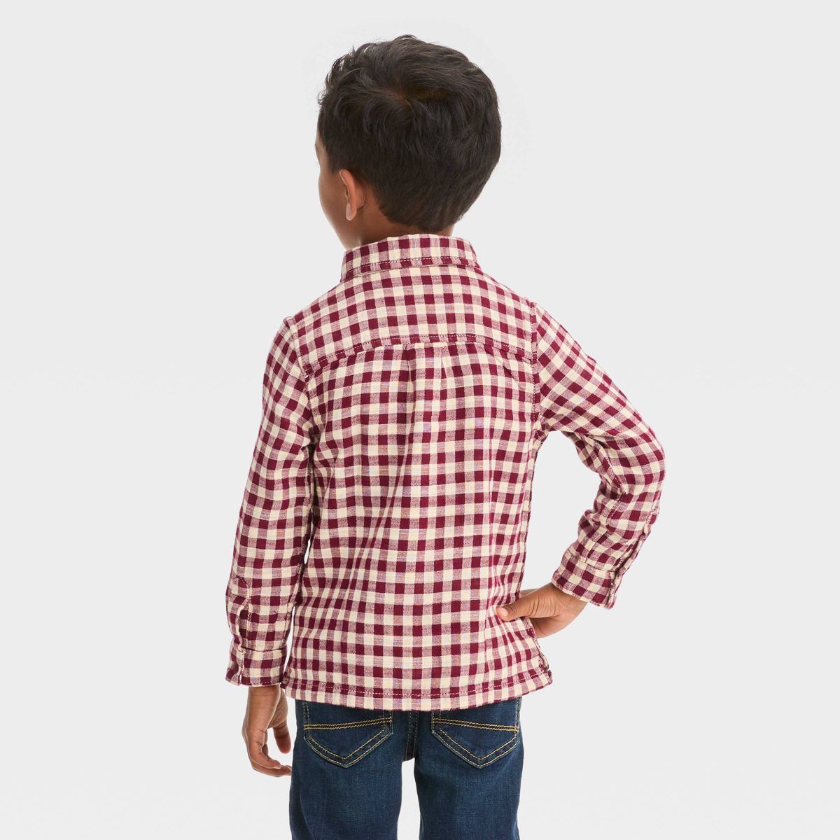 Toddler Boys' Long Sleeve Reversible Flannel Shirt - Cat & Jack™ Burgundy | Target