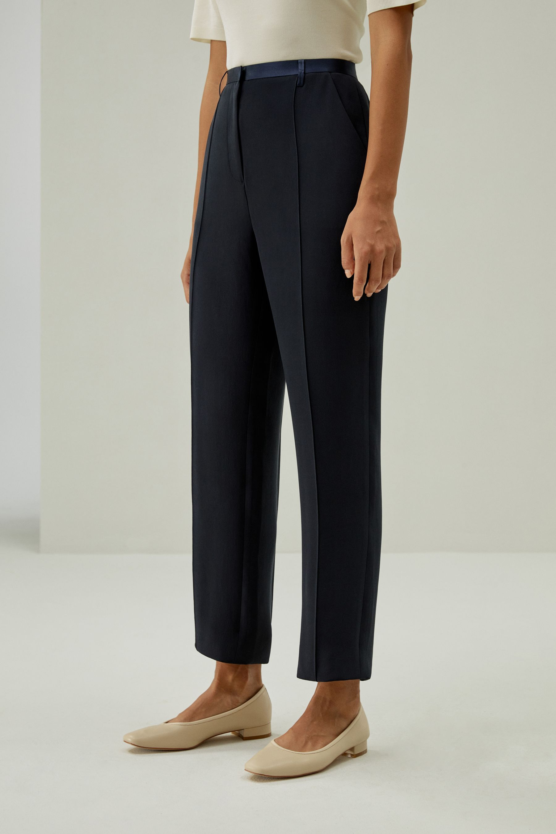Sophisticated Slim-Fit Adjustable Ankle Pants | LilySilk