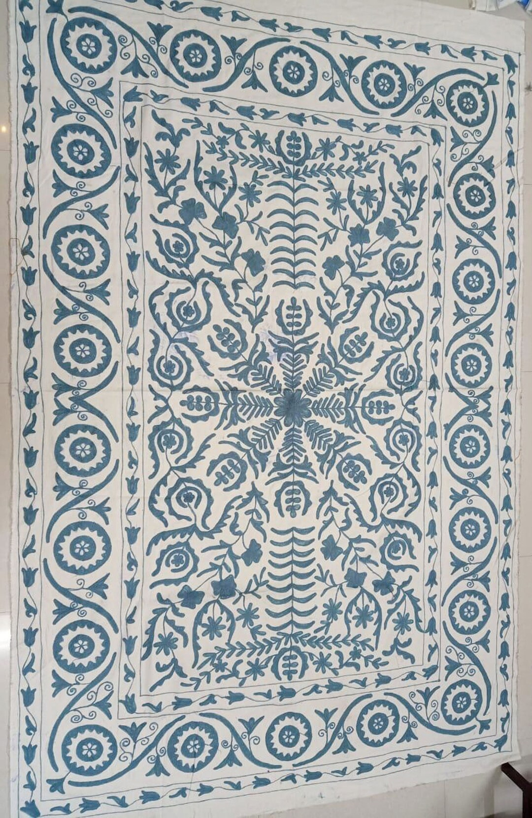 Suzani Blanket Cotton Embroidered Bedspread Colorful Sofa Throw Wall Decor,hand Embroidered Suzan... | Etsy (US)