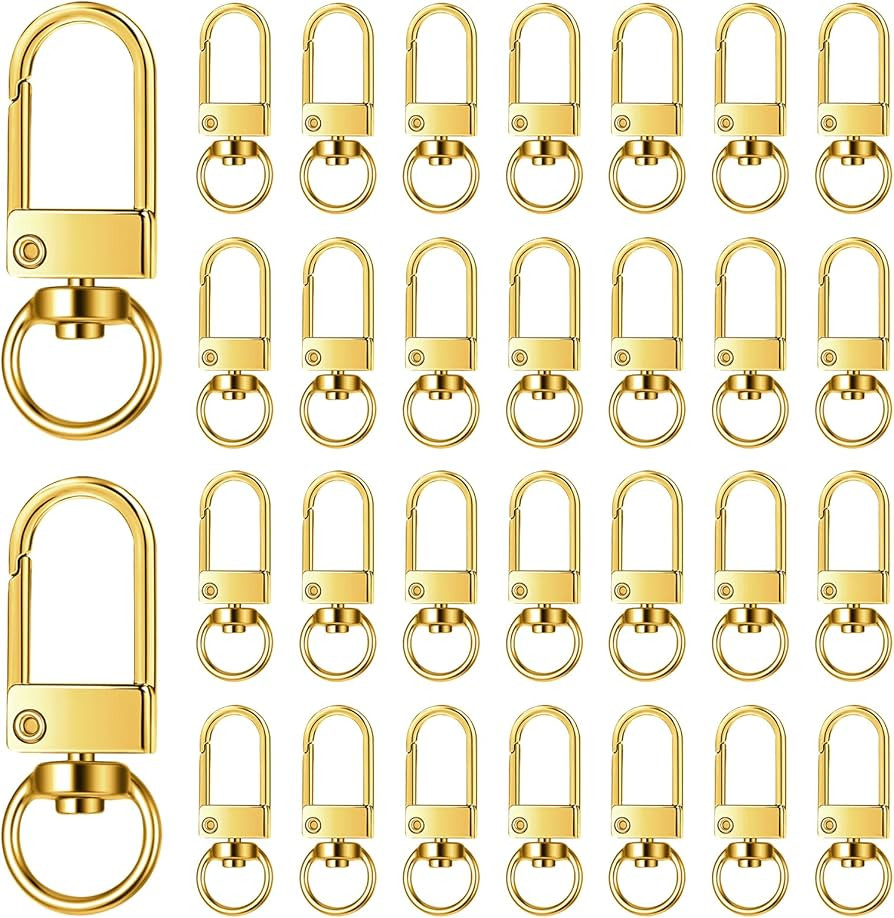 30 Pieces Lobster Claw Clasps Gold Swivel Snap Hooks, Metal Lobster Clasp Keychain Swivel Lanyard... | Amazon (US)
