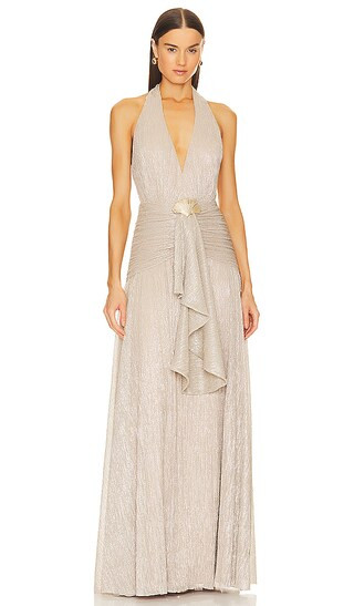Draped Maxi Dress in Champagne | Revolve Clothing (Global)