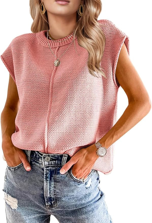 Womens Spring Fashion 2026 Summer Tops Boho Sweater Trendy Western Casual Cap Sleeve Rodeo Vest C... | Amazon (US)
