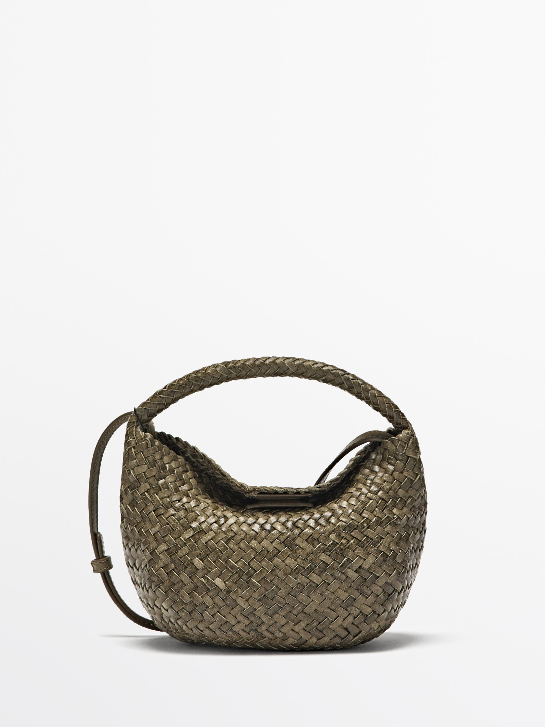 Nappa leather braided mini bag | Massimo Dutti US