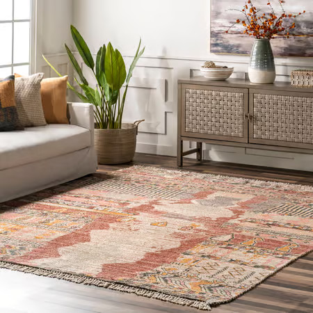 Multi Southwestern Abstract Fringed Area Rug | Rugs USA