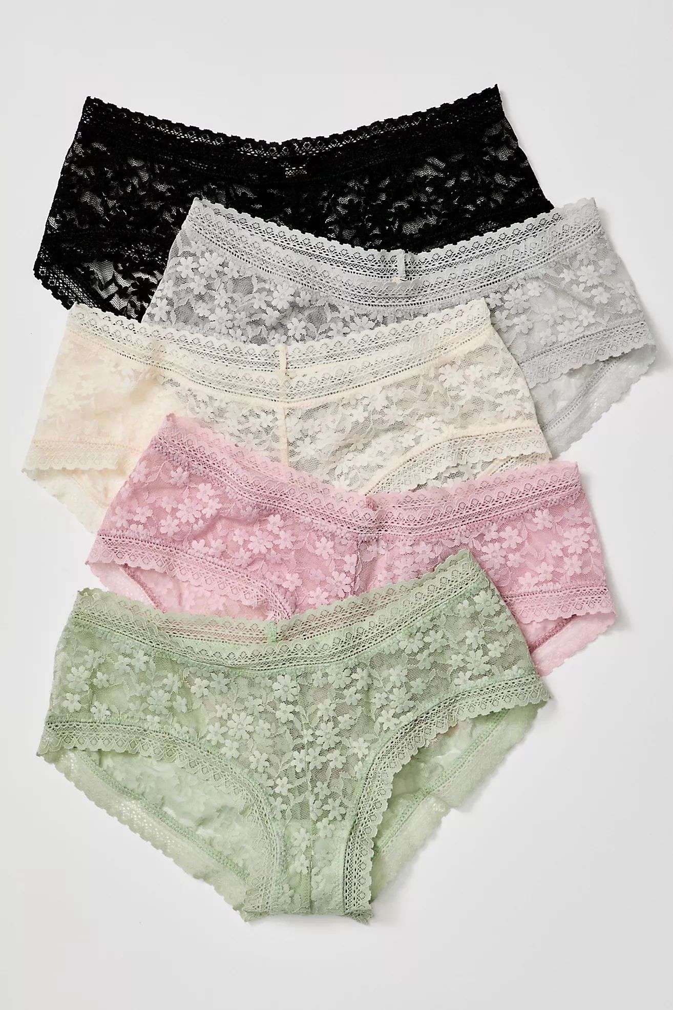Daisy Lace Low-Rise Hipster 5-Pack Undies | Free People (Global - UK&FR Excluded)