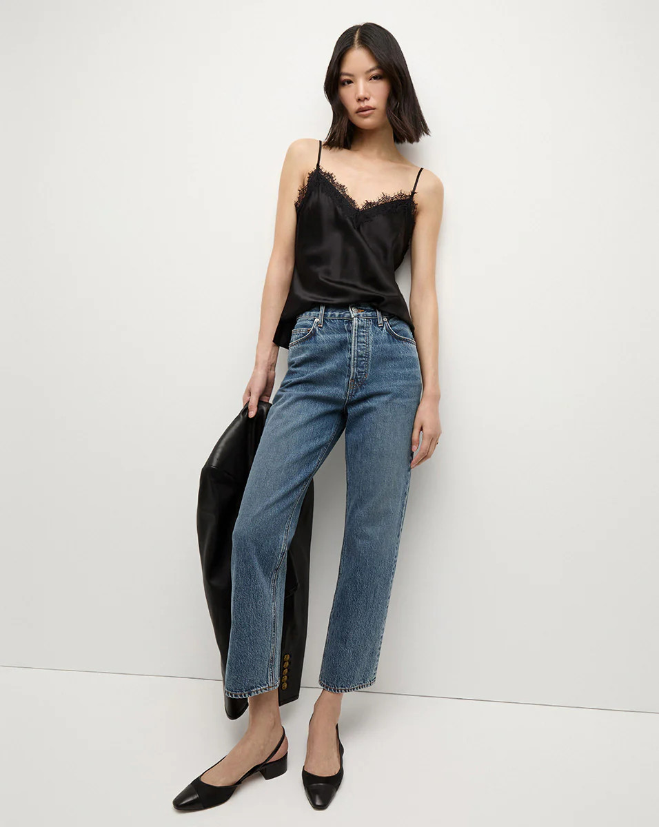 Daniela Cropped Straight-Leg Jean in Blue | Veronica Beard | Veronica Beard