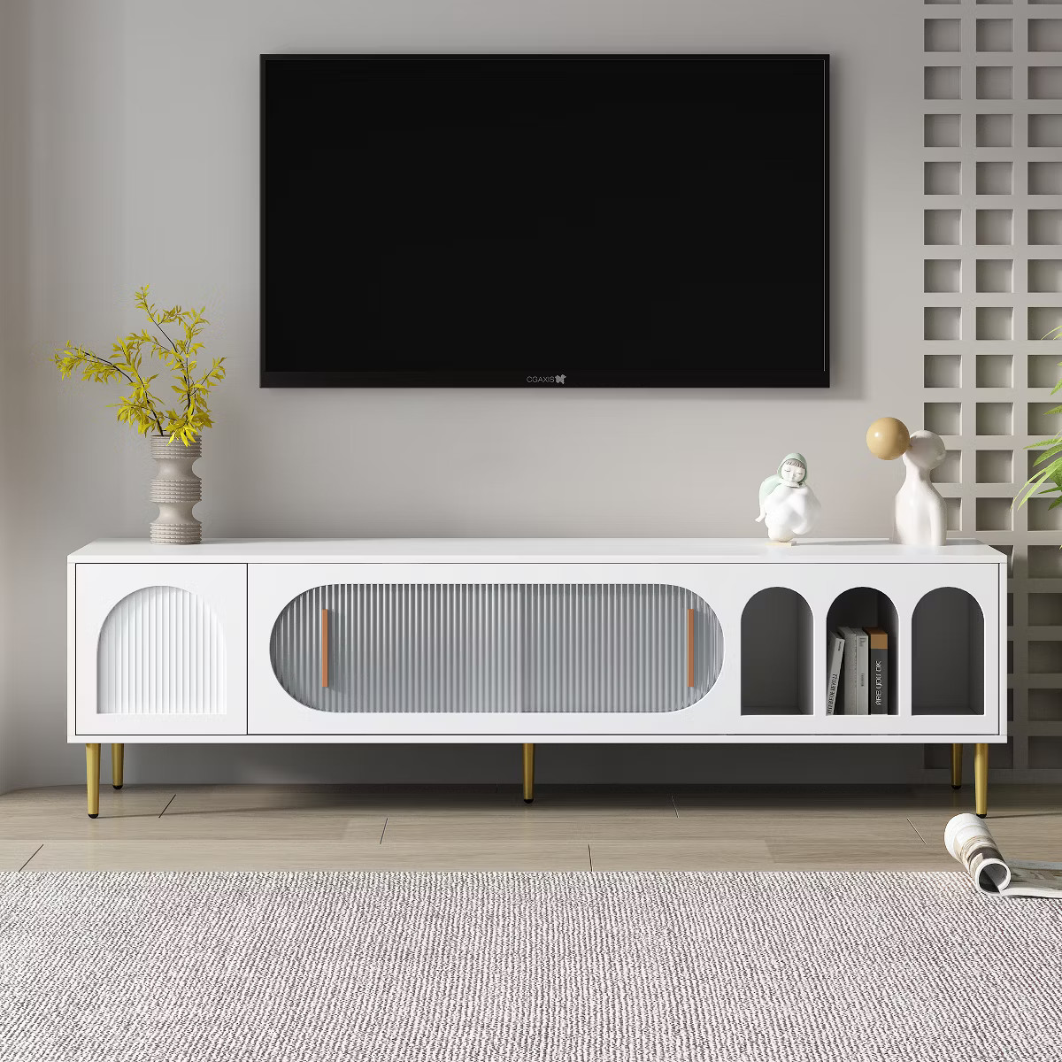 Modern TV Stand for TVs up to 80", TV Media Console Table with Acrylic Doors - ModernLuxe | Target