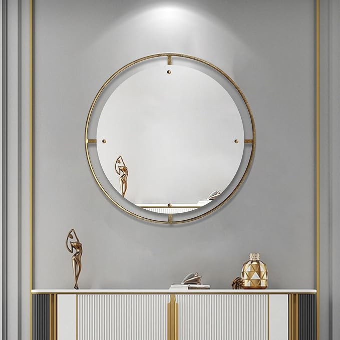 Gold Frame Wall Mounted Round Mirror 27 Inch,Classical Round Vanity Wall Mirror, Modern Mirror fo... | Amazon (US)