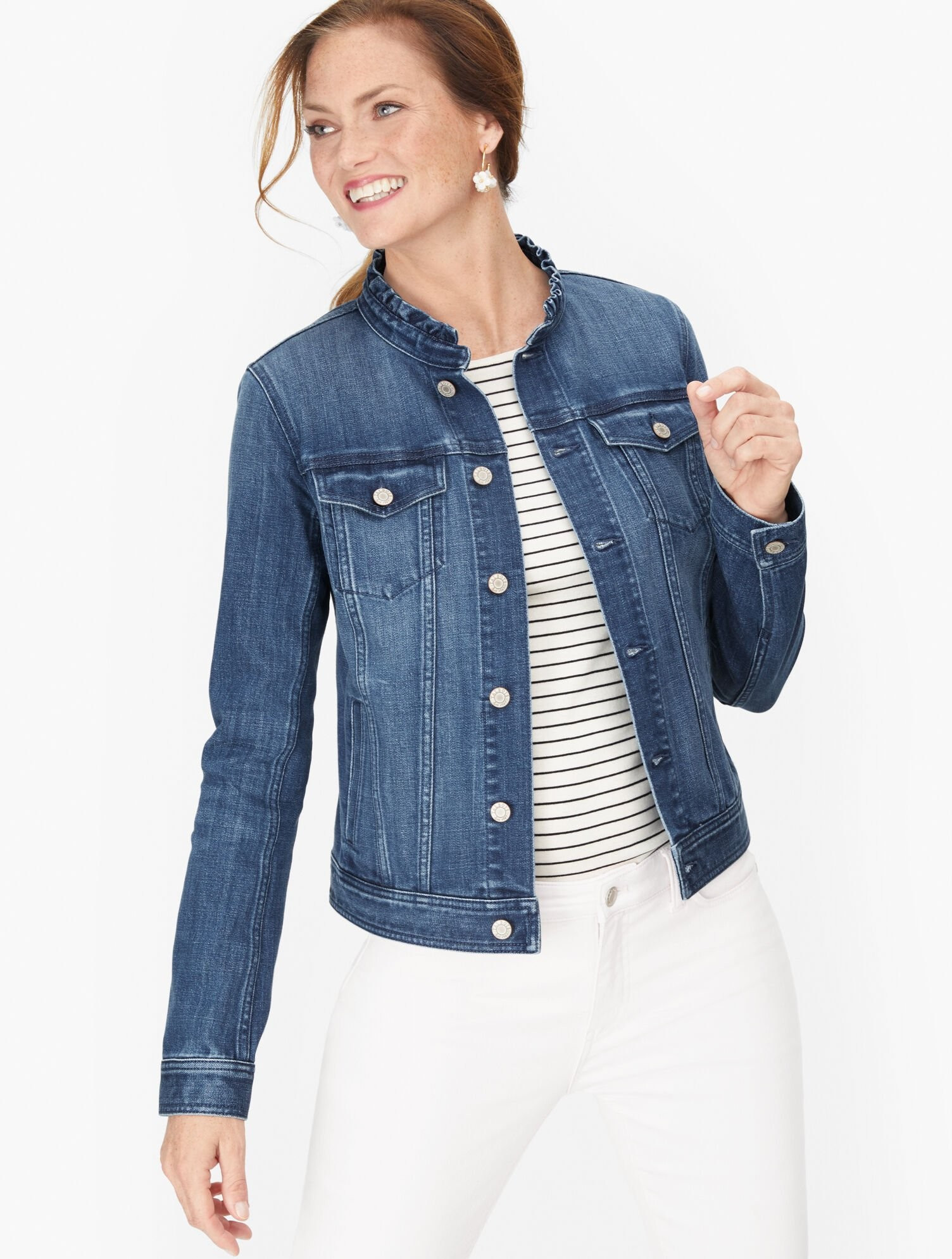 Feminine Collar Jean Jacket - Karissa Wash | Talbots