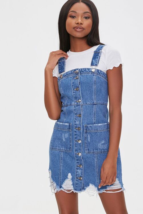 Distressed Denim Overall Dress | Forever 21 (US)