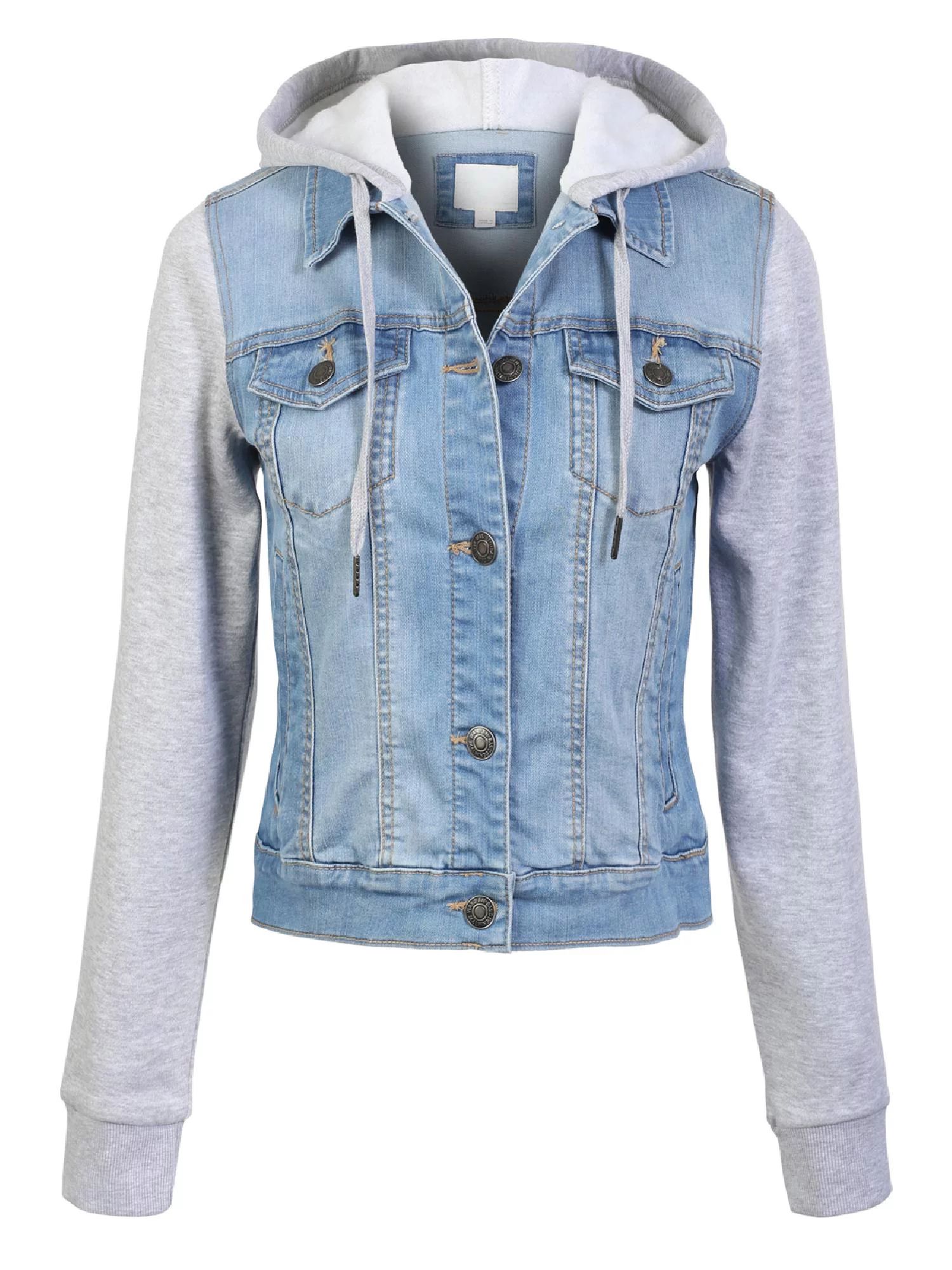 Made by Olivia Women's Classic Casual Hooded Denim Jacket | Walmart (US)