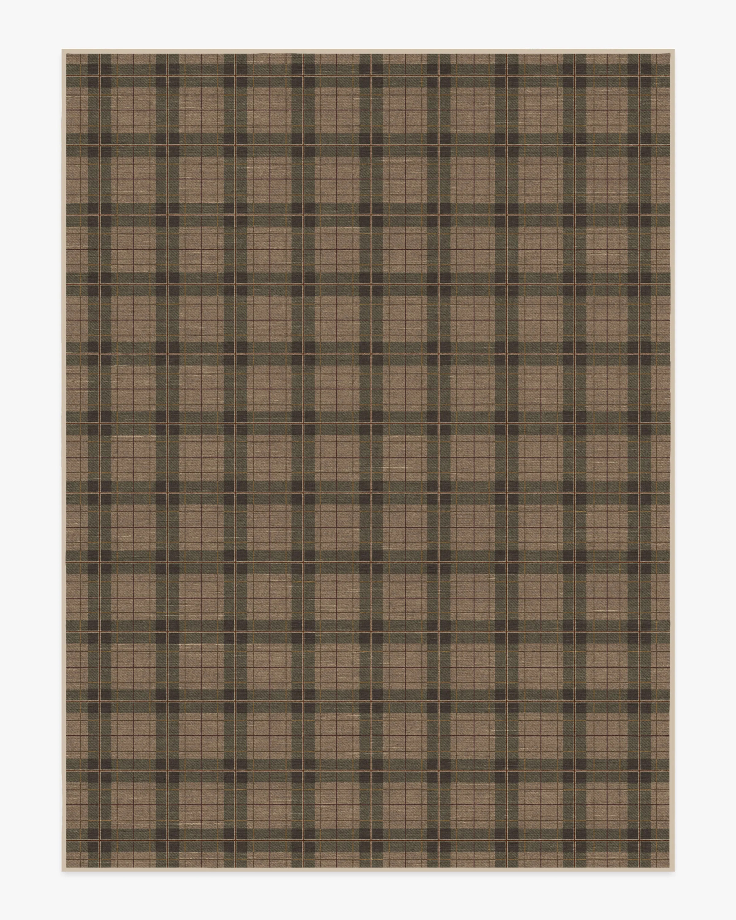 Alfie Plaid Natural & Green Flatwoven Rug | Ruggable US | Ruggable