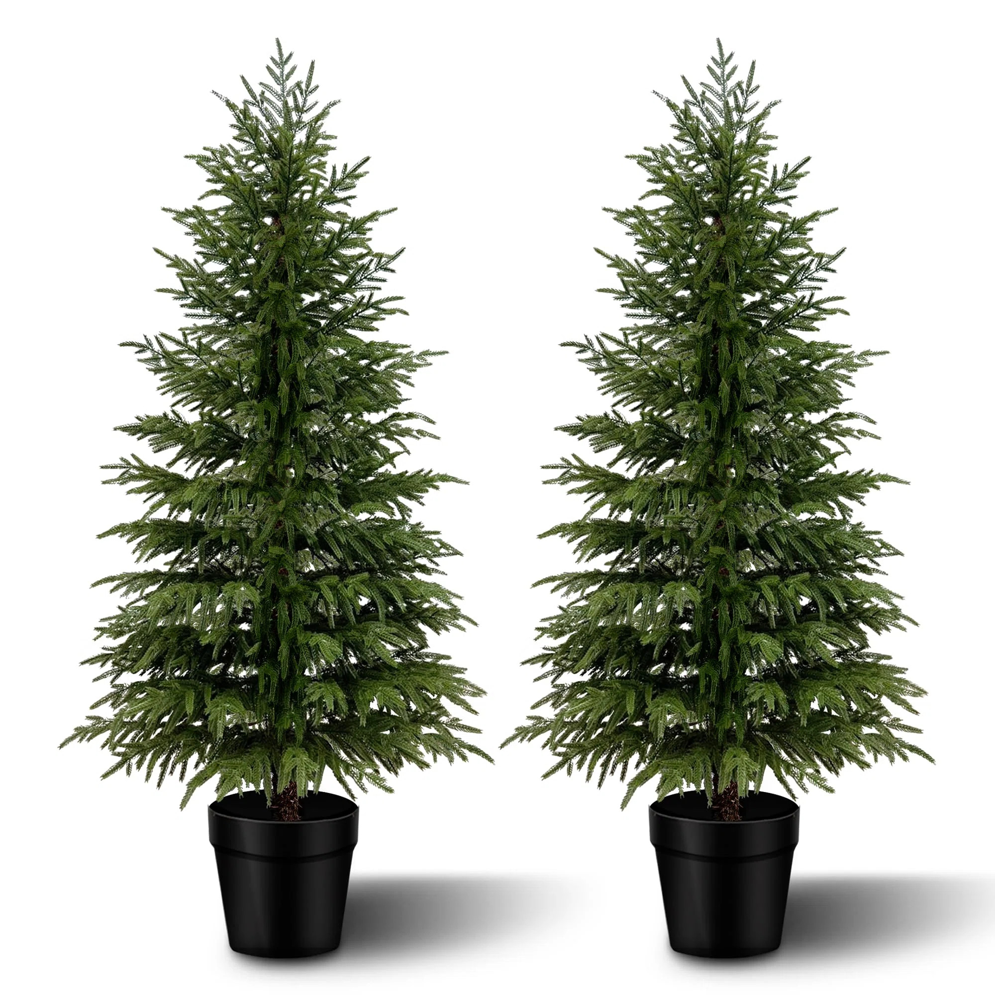 Artificial Norfolk Pine Christmas Tree With Natural Look（Set Of 2） (Set of 2) | Wayfair North America