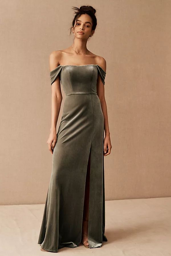 Jenny Yoo Issa Velvet Dress By Jenny Yoo in Green Size 4 | Anthropologie (US)