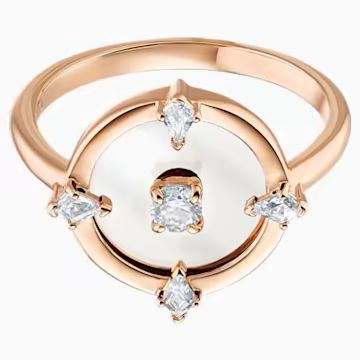 North Motif Ring, White, Rose-gold tone plated | Swarovski (US)