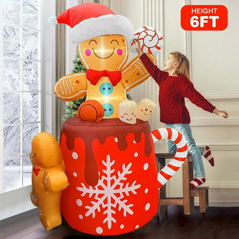 GVDV 6ft Christmas Inflatables Outdoor Decorations, Christmas Blow-up Yard Decorations Gingerbrea... | Walmart (US)