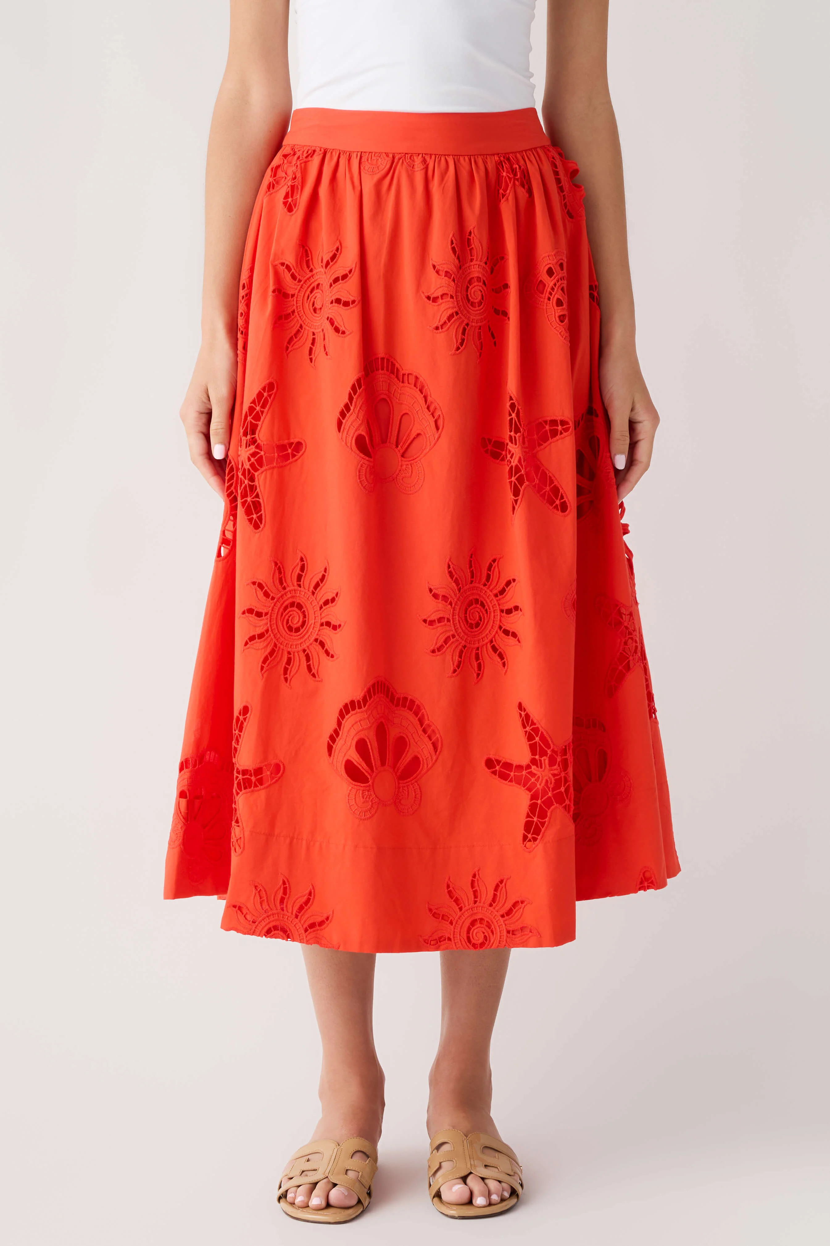 Skies Are Blue Summer Eyelet Midi Skirt | Social Threads