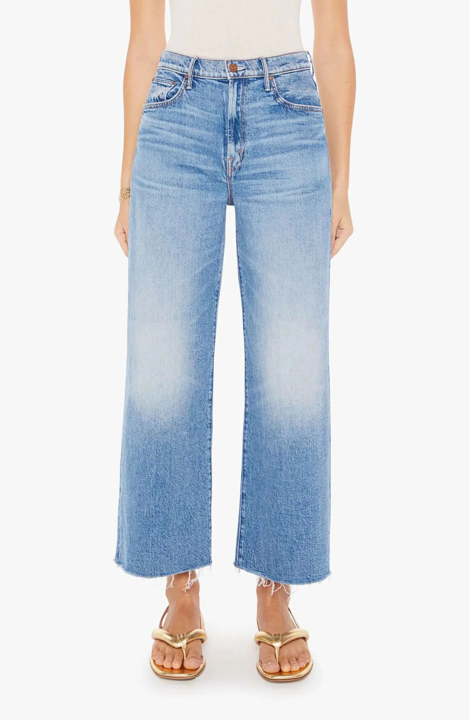 MOTHER The Maven Raw Hem High Waist Ankle Wide Leg Jeans | Nordstrom | Nordstrom